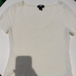 PAIGE Cream Textured Short Sleeve Top